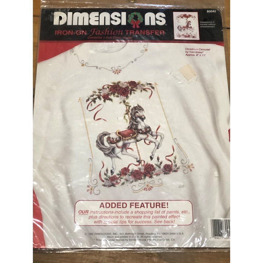 Vintage Dimensions Iron-On Fashion Transfer #80042 Christmas Carousel by Toni Ba